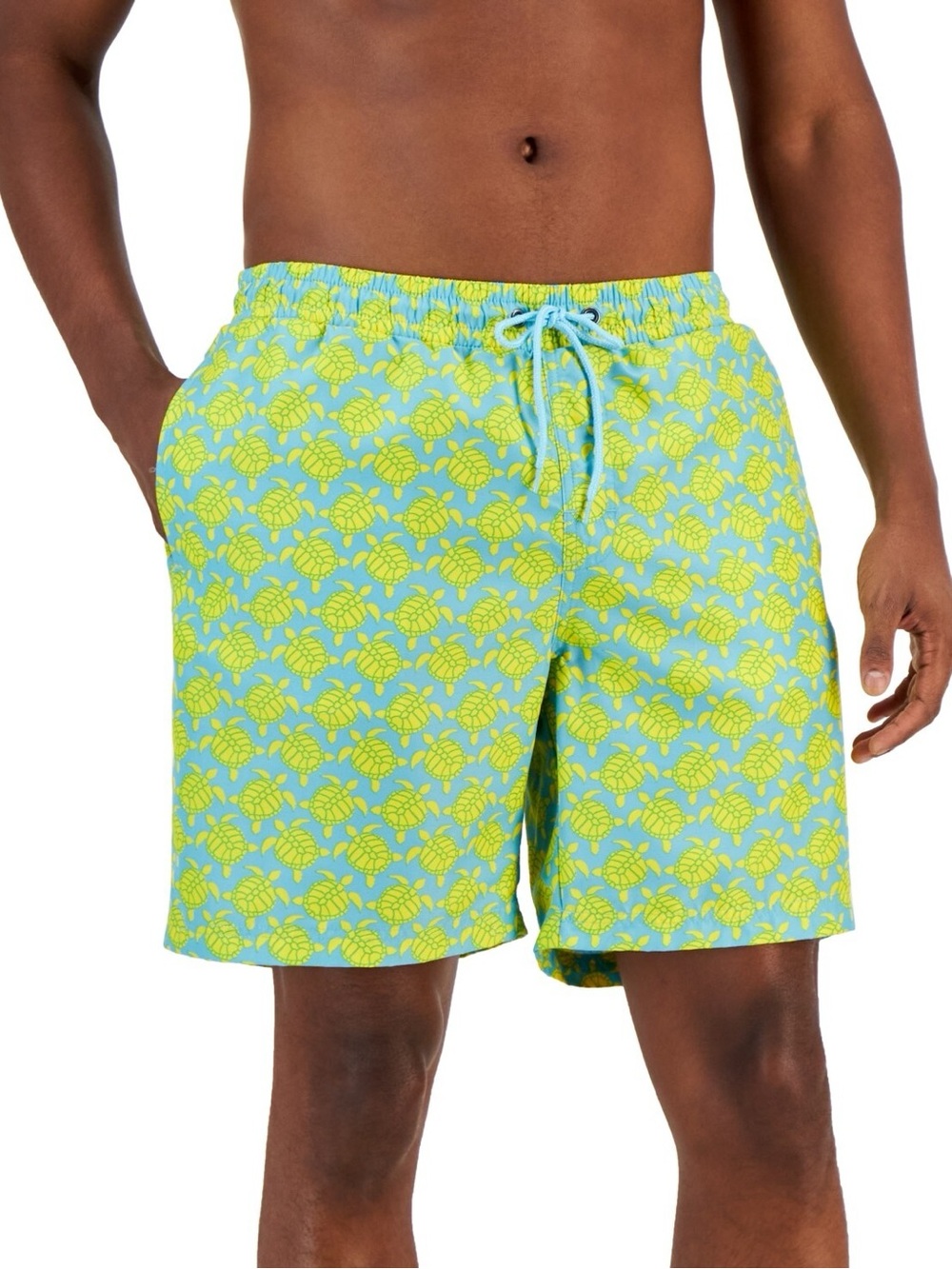 CLUB ROOM Men's Turtle Pond Swim Trunks Green/ Yellow Size Medium